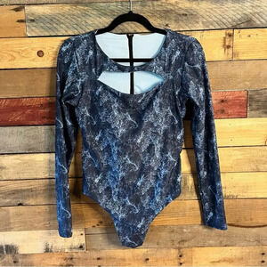 Phax Blue Lovely Long Sleeve Rash‎ Guard Size Large